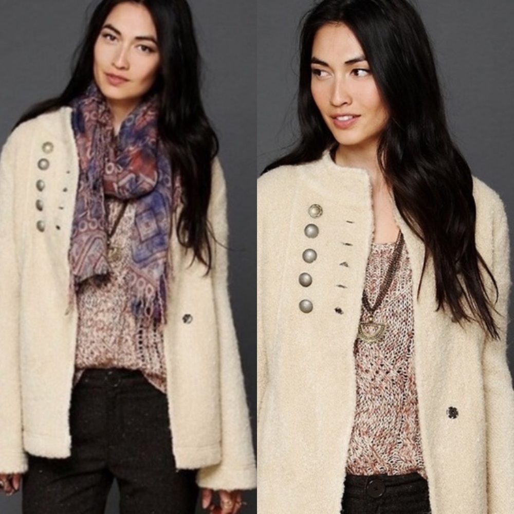 Free People Military Bell Sleeve Wool Coat sz XS